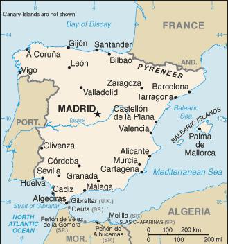 Carte de l'Espagne