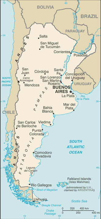 Carte de l'Argentine