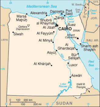 Carte de l'Égypte