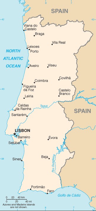 Carte du Portugal